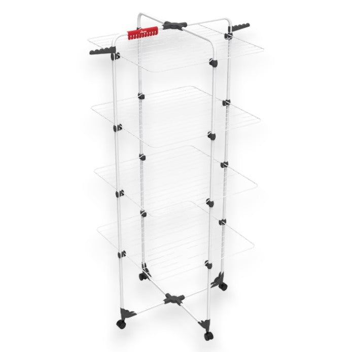 Stendino stendibiancheria a torre 4 ripiani chiudibile in acciaio salvaspazio con ruote Vileda Modular 4
