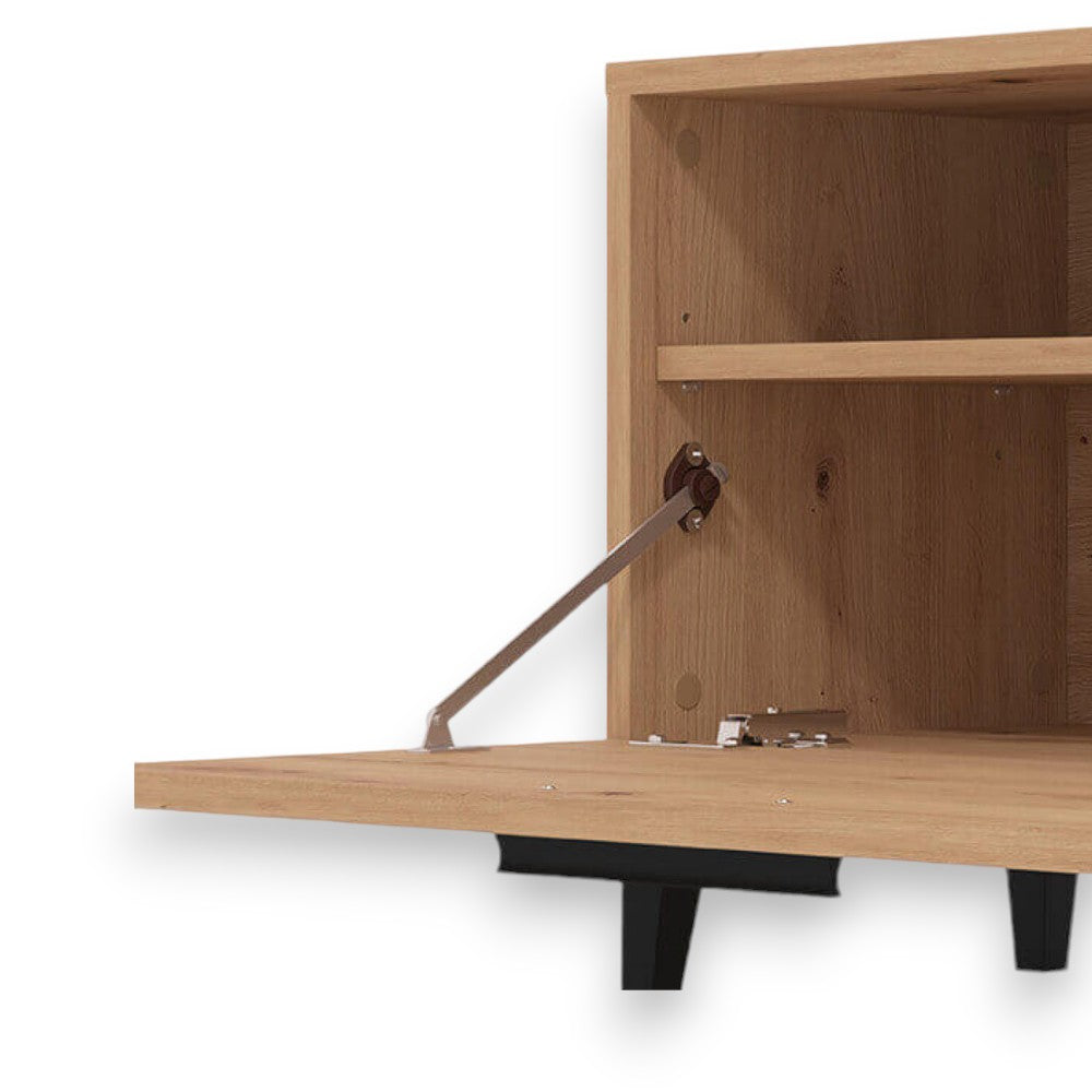 Ingresso in legno rovere artigiano e grigio grafite con ripiani salvaspazio in truciolare bilaminato perfetto per l'arredo moderno