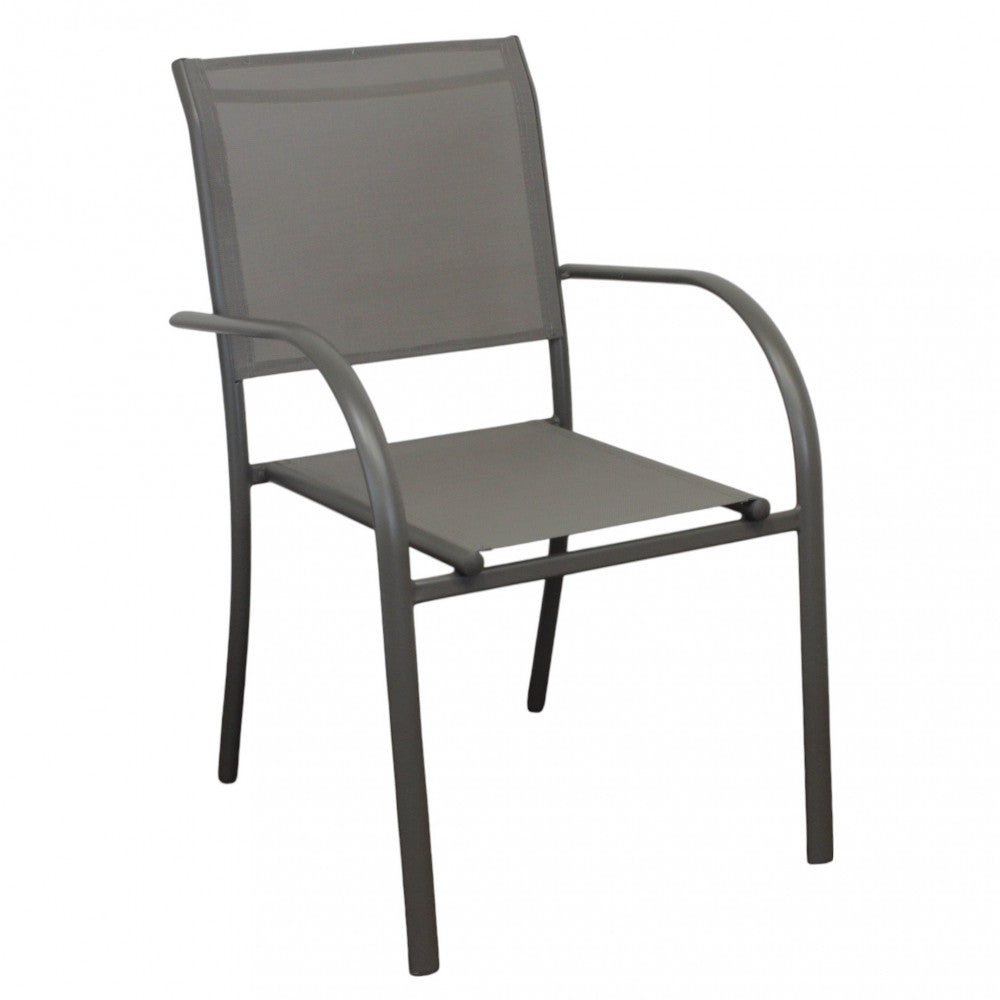 Sedia poltrona impilabile da esterno con struttura in alluminio e textilene Stamin