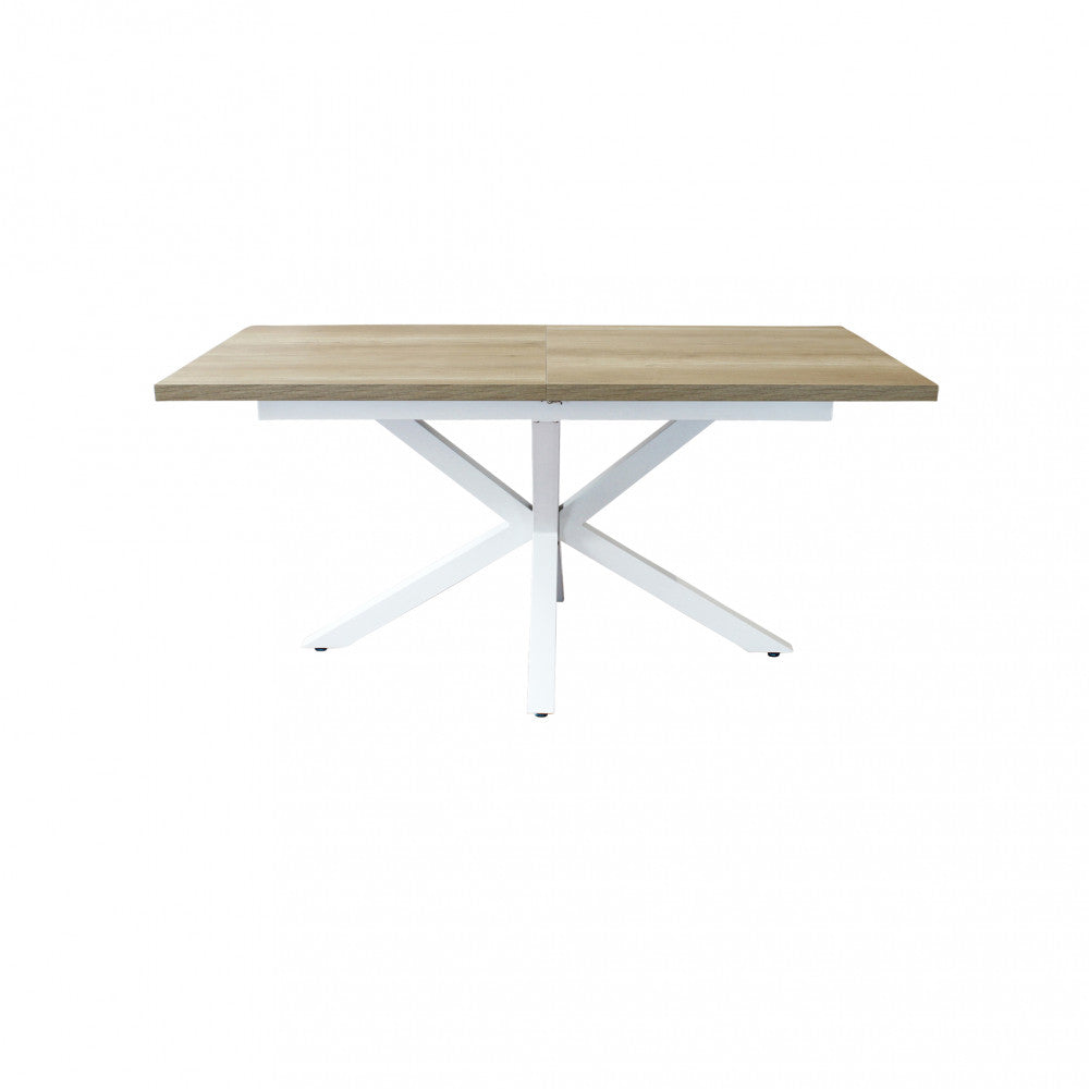 Tavolo allungabile struttura in metallo bianco e piano in mdf marrone 90x160/200xH75 cm Gariè