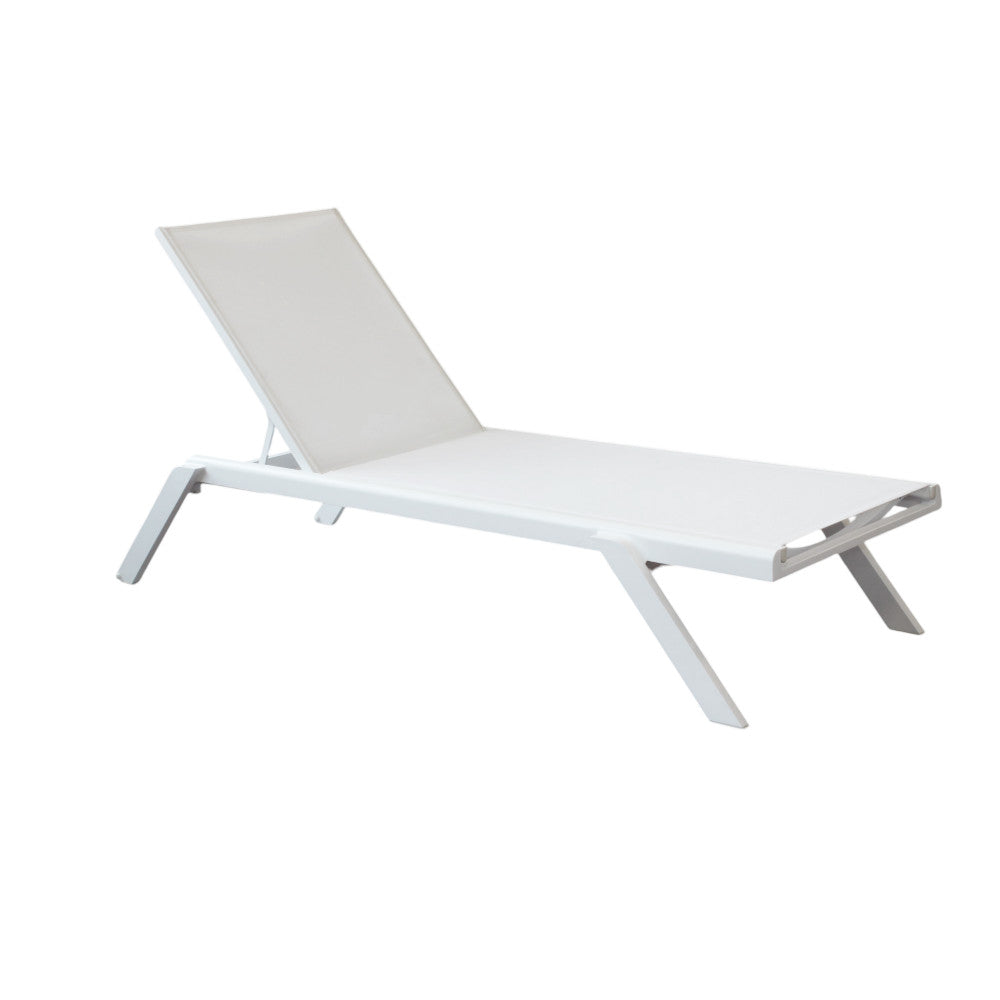 Lettino prendisole giardino impilabile comodo e resistente con struttura in alluminio bianco