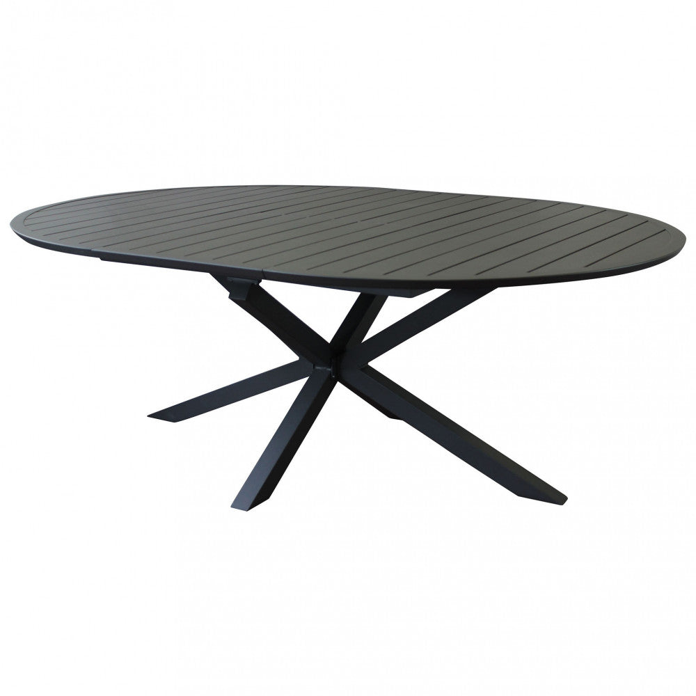 Tavolo in alluminio rotondo allungabile antracite con diametro 150x150xH75 cm Camet