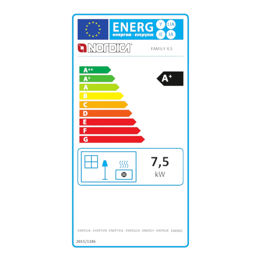 Cucina a legna 7,5 kw in acciaio smaltato con forno e piastra cottura in ghisa Family Nordica