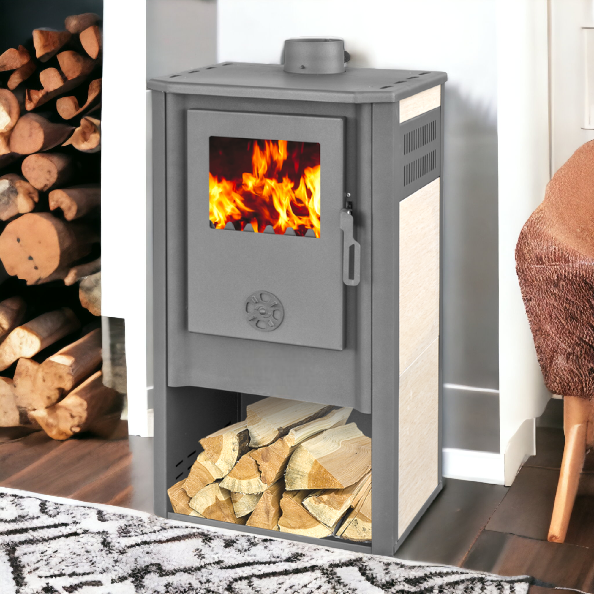 Wood Stoves Steel structure 9 kW K-line Kursal De Luxe Red