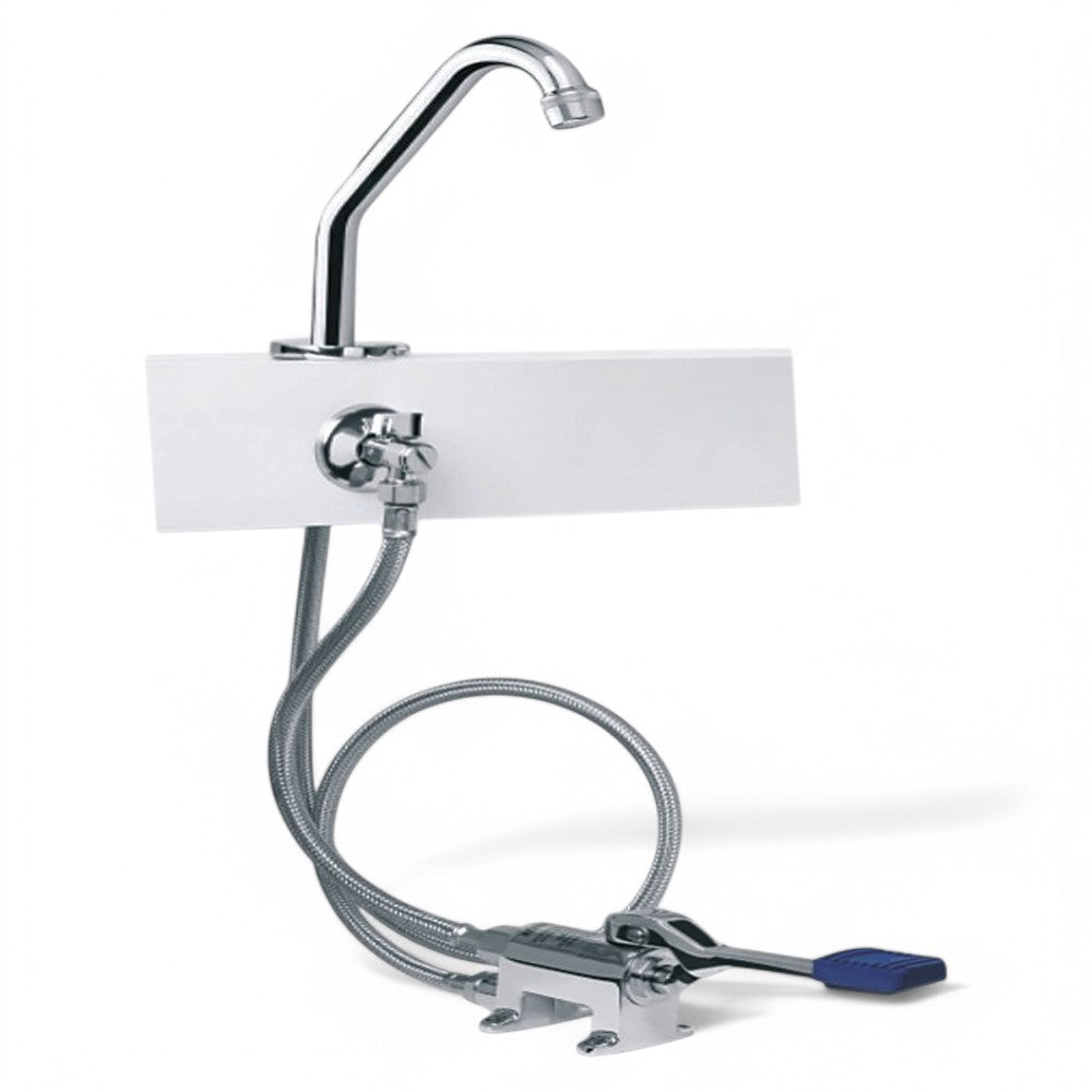 Kit preassemblato con rubinetto a pedale in ottone cromato