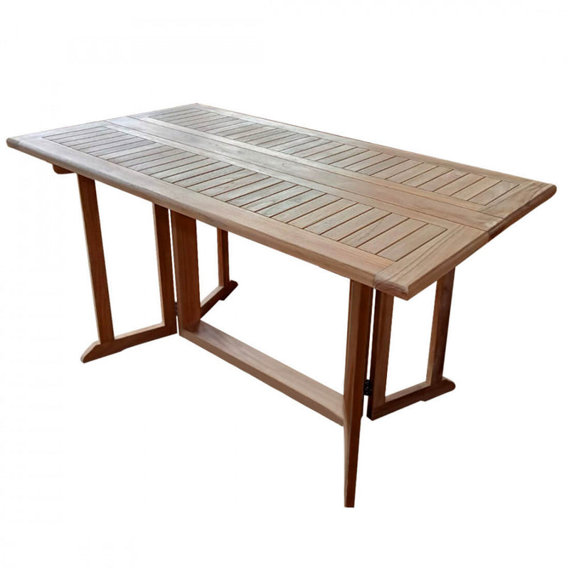 Tavolo consolle chiudibile pieghevole da giardino 150x80 cm con struttura in legno di teak Zuma