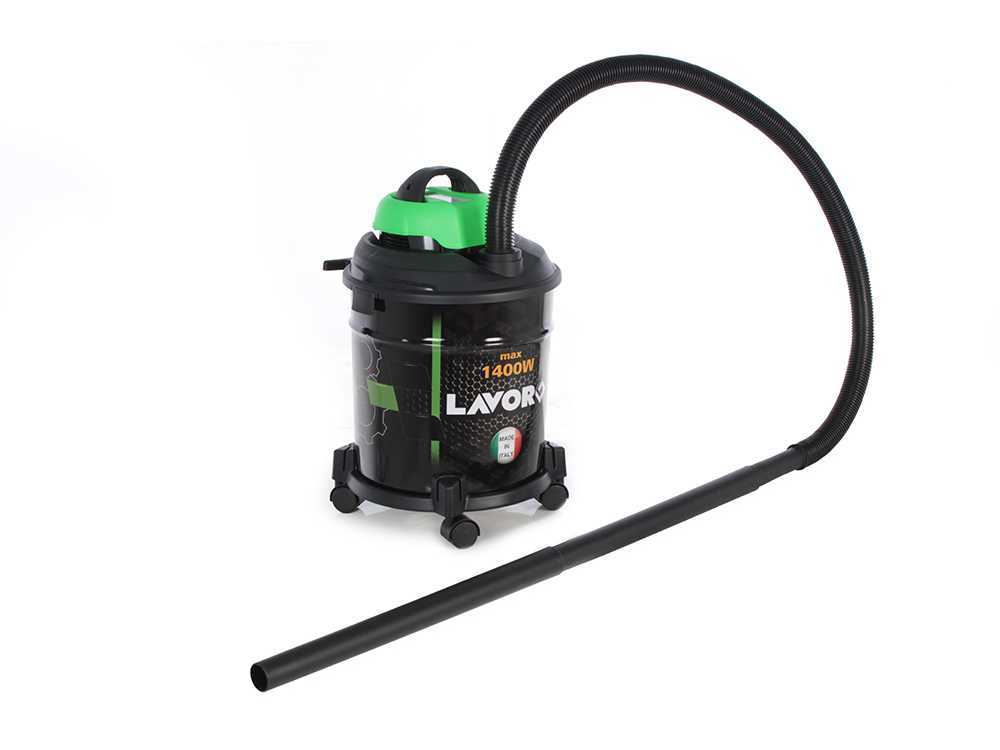 Aspirapolvere bidone 1400 Watt 20L fusto acciaio motore silenziato doppio isolamento elettrico con accessori integrati