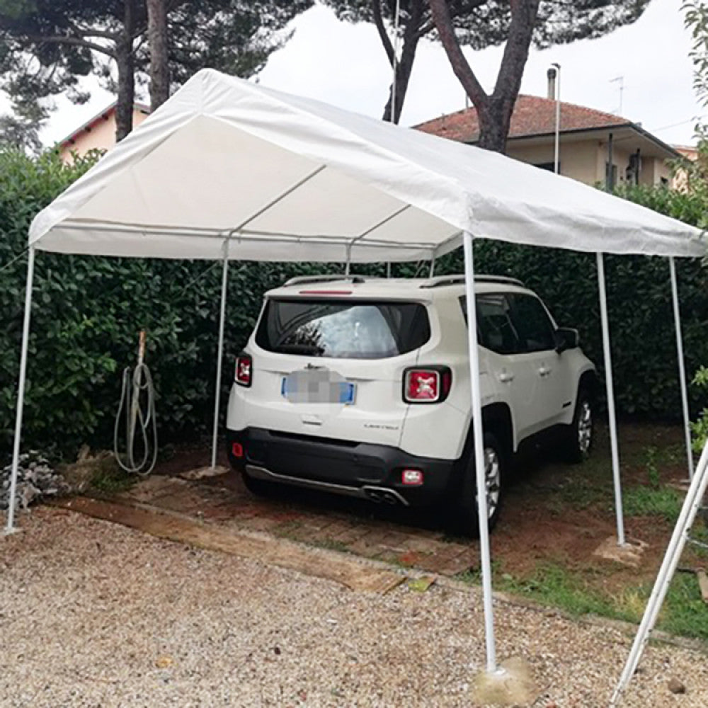 Gazebo per auto in acciaio e poliestere 3x6 mt Adeline