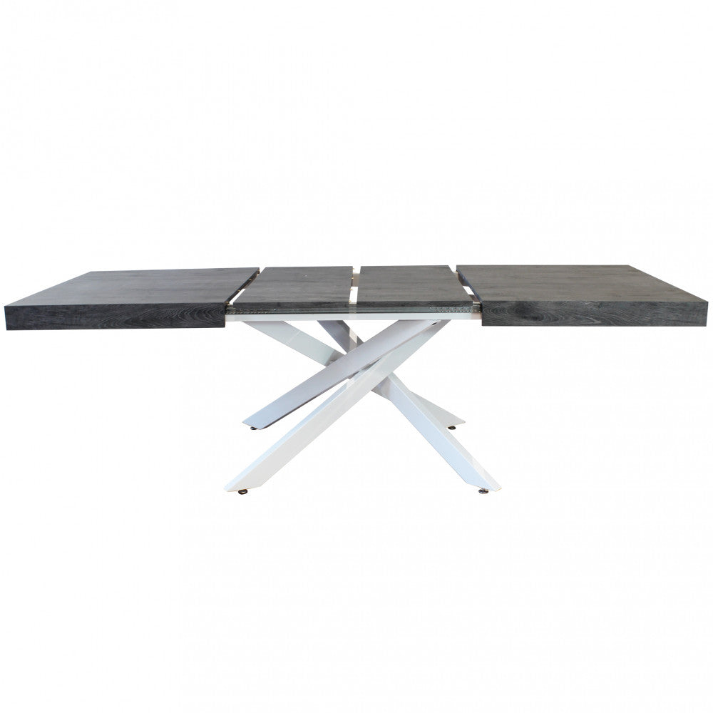 Tavolo allungabile con struttura in metallo antracite effetto legno 90x160/240xH75 cm