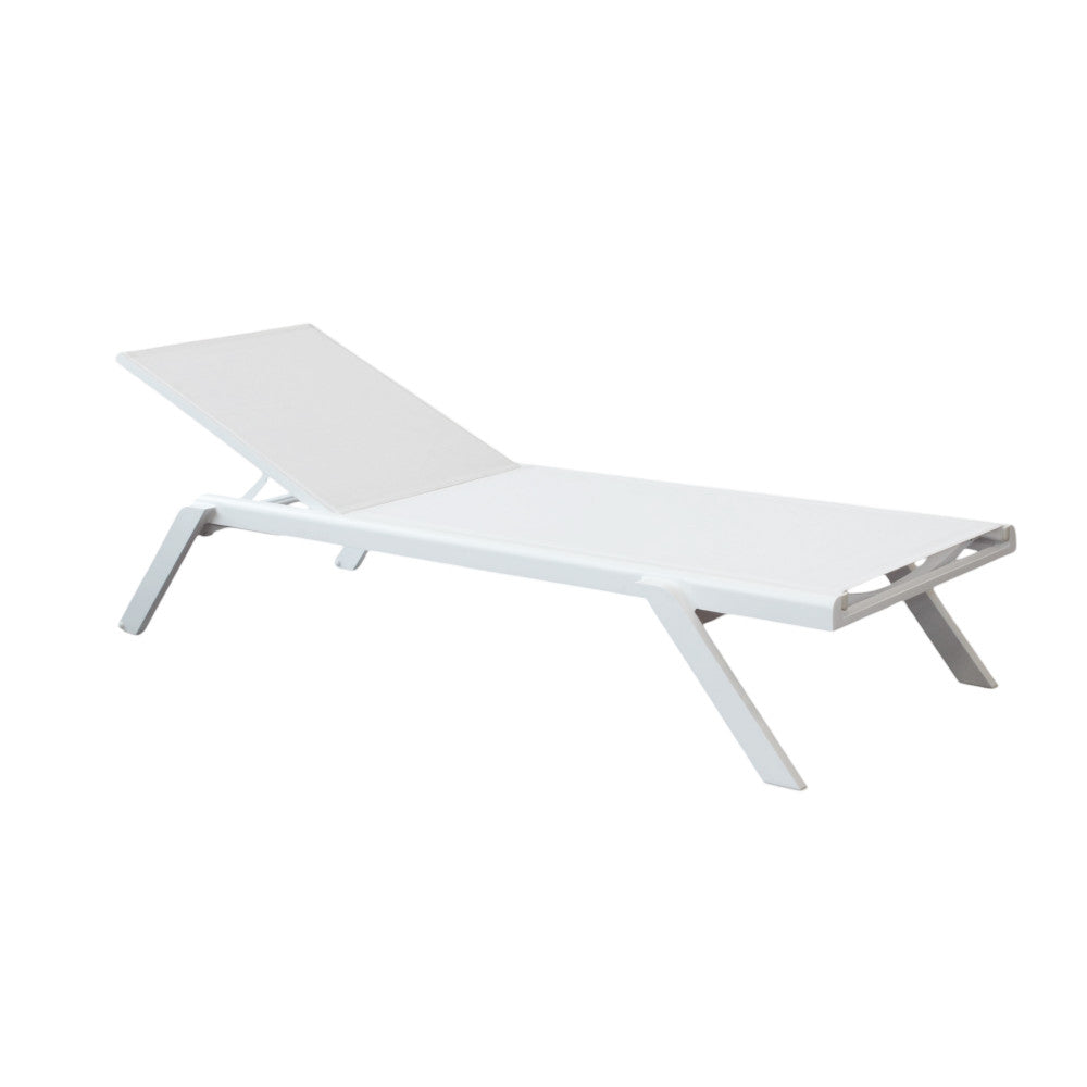 Lettino prendisole giardino impilabile comodo e resistente con struttura in alluminio bianco