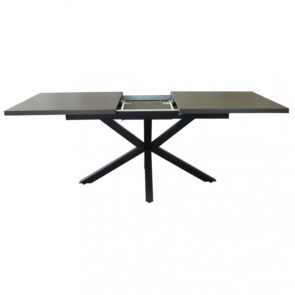 Tavolo allungabile con piano in mdf antracite e struttura in metallo nero 90x160/200xH75 cm Gariè