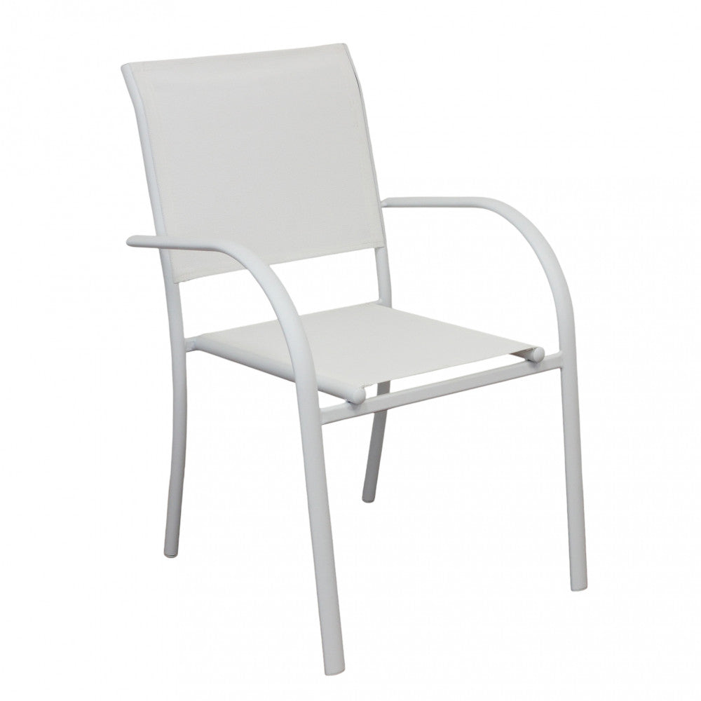 Sedia poltrona impilabile da esterno con struttura in alluminio e textilene Stamin