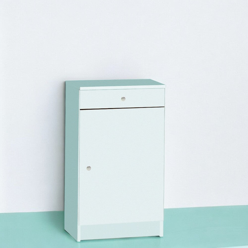 Mobiletto da Ingresso Portaoggetti 1 Anta e 1 Cassetto Bianco in MDF Dimensioni 46x34x80 cm