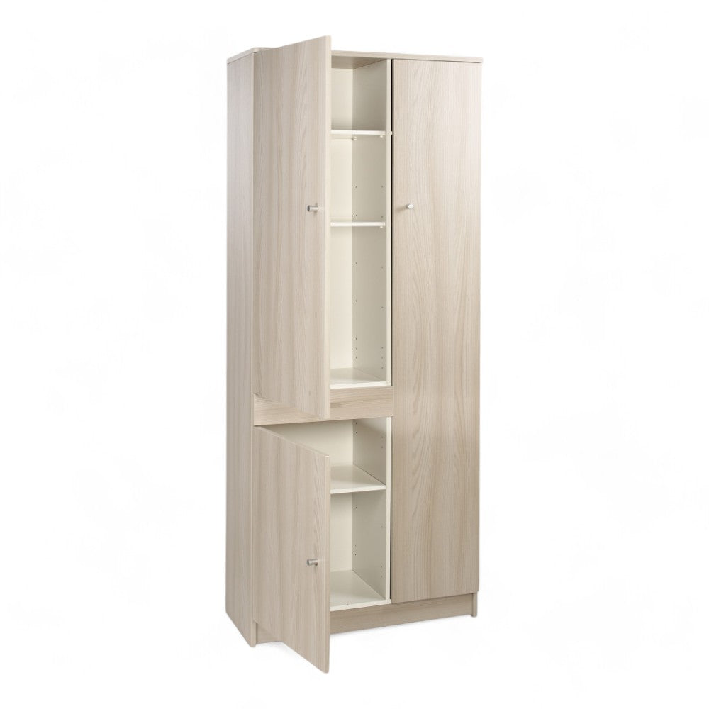 Armadio Compatto MDF 3 Ante 1 Cassetto Olmo Chiaro Dimensioni 77x34x183 cm Ideale Per Organizzazione Spazi Ridotti