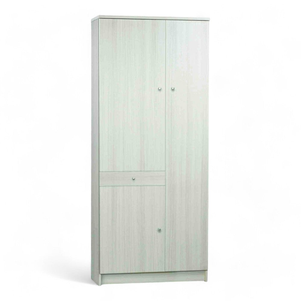 Armadio compatto tre ante un cassetto MDF beige dimensioni 77x34x183 cm soluzione salvaspazio versatile ed elegante