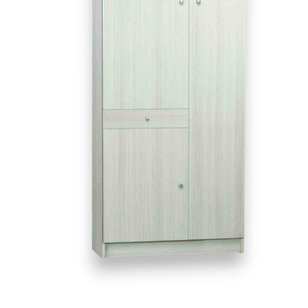 Armadio compatto tre ante un cassetto MDF beige dimensioni 77x34x183 cm soluzione salvaspazio versatile ed elegante