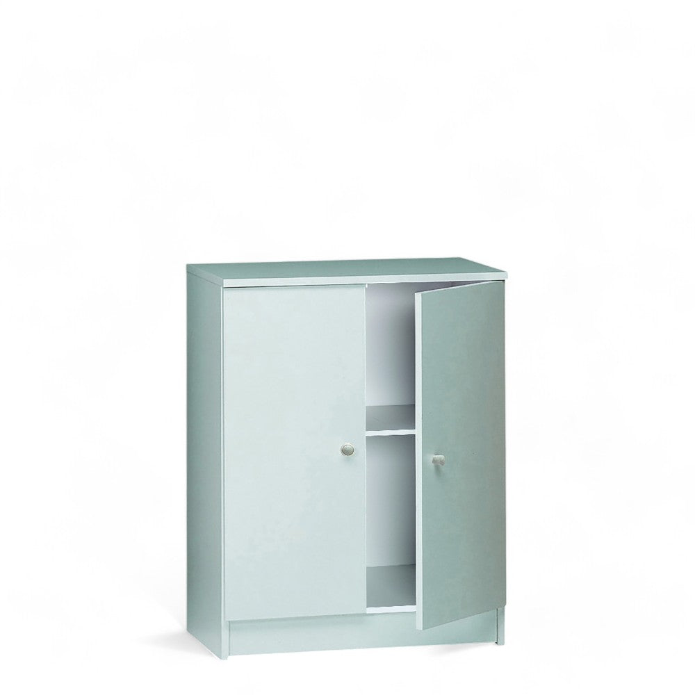 Mobile portaoggetti 2 ante bianco in MDF per ripostiglio salvaspazio dimensioni compatte 62x34x80 cm