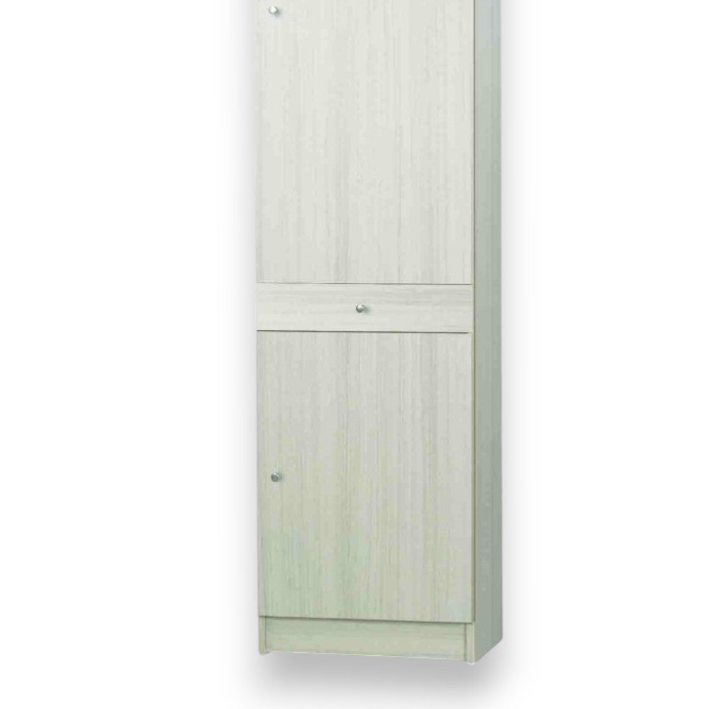 Colonna portaoggetti eucalipto beige con due ante e cassetto 46x34x183 cm struttura in MDF versatile per casa e ufficio