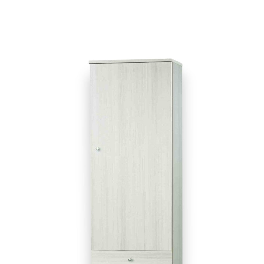 Colonna portaoggetti eucalipto beige con due ante e cassetto 46x34x183 cm struttura in MDF versatile per casa e ufficio