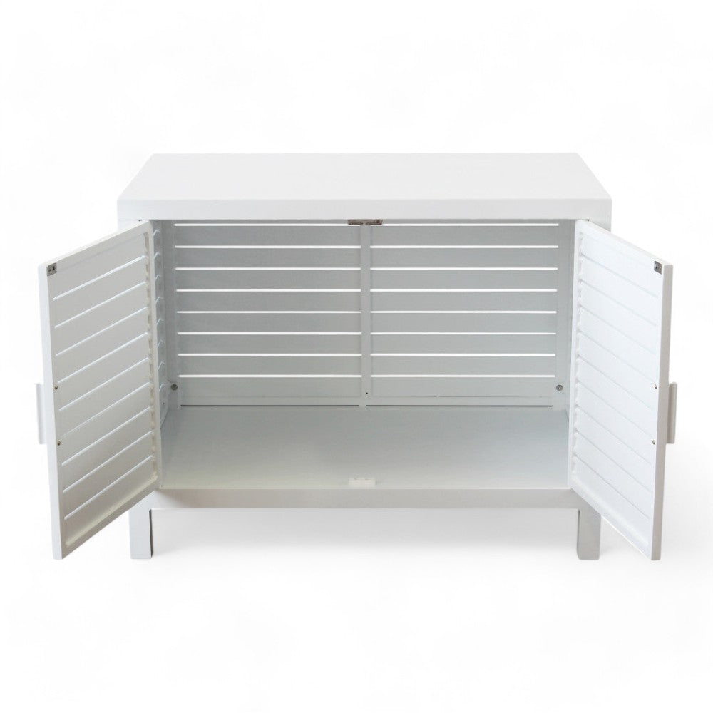 Mobiletto da esterno in alluminio verniciato bianco 90x55x70 cm per giardino o terrazza