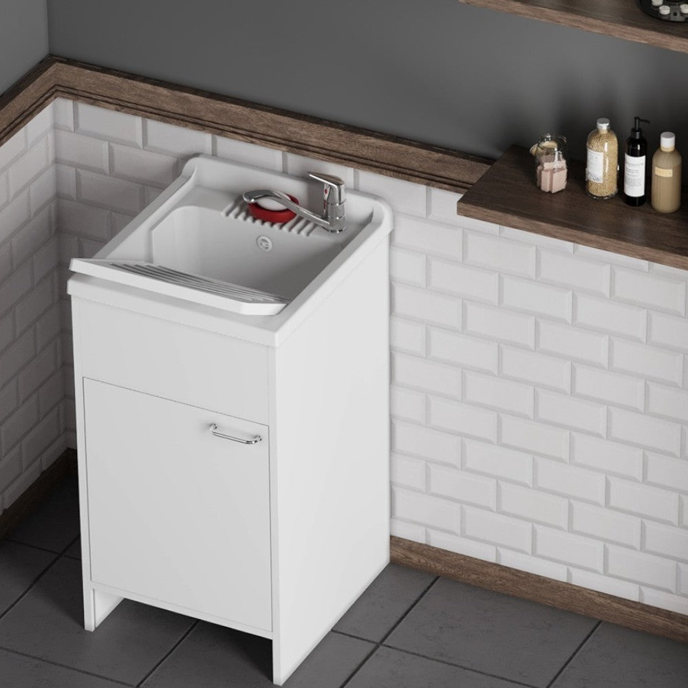 Mobile lavatoio 1 anta apertura destra con pannelli in legno nobilitato Serie Panda