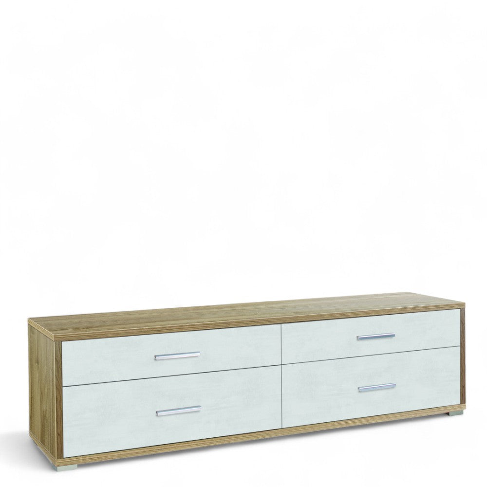 Mobile porta TV moderno con 4 cassetti in MDF colore bianco noce dimensioni 179x47x50 cm design elegante