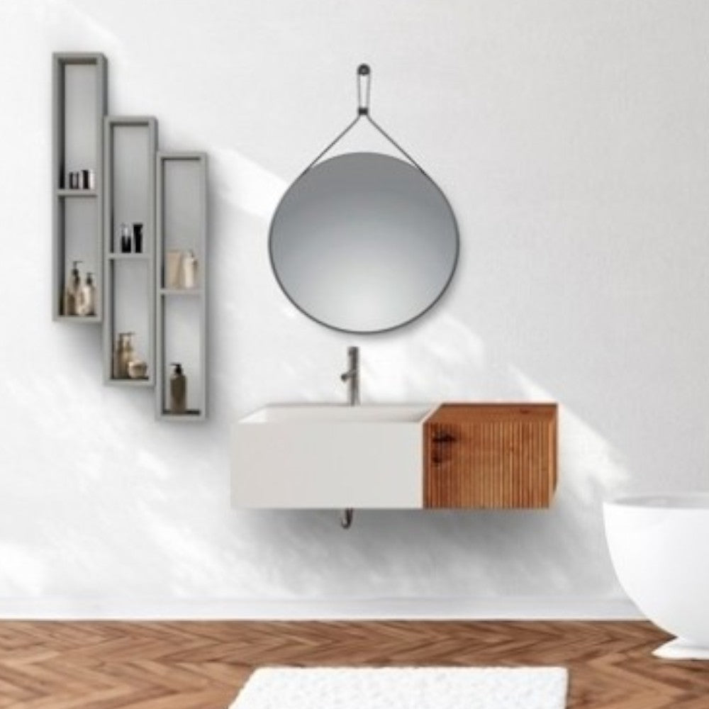 Mobile da bagno scaffaletto H80 cm pensile a 2 ripiani in legno nobilitato grigio