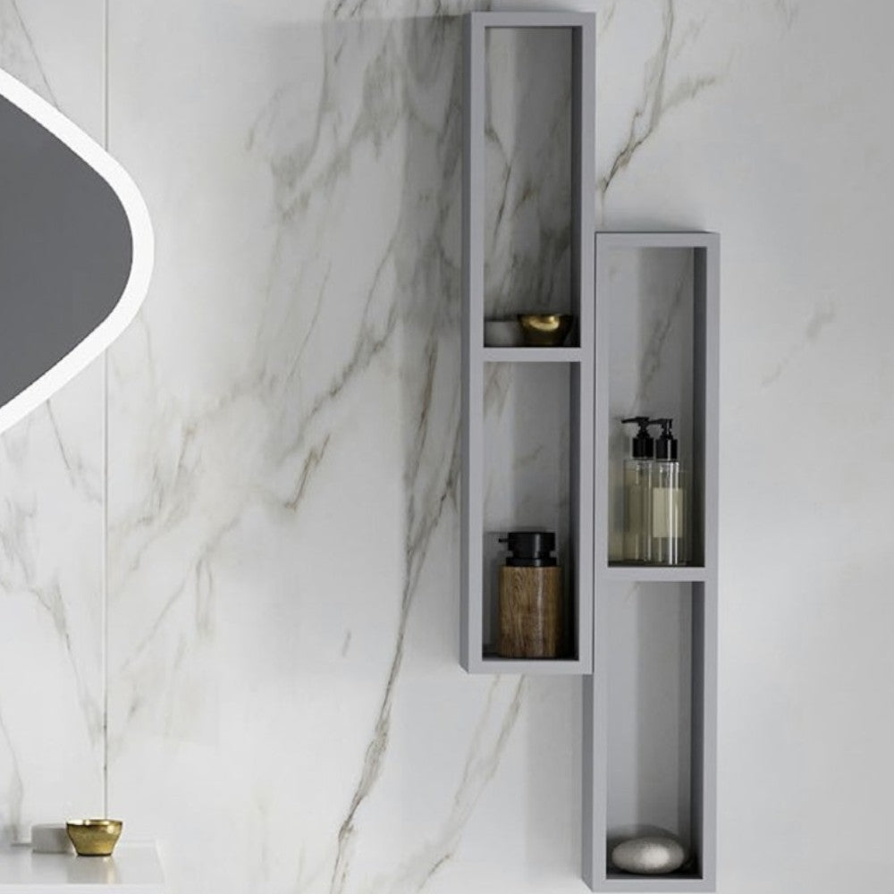 Mobile da bagno scaffaletto H80 cm pensile a 2 ripiani in legno nobilitato grigio