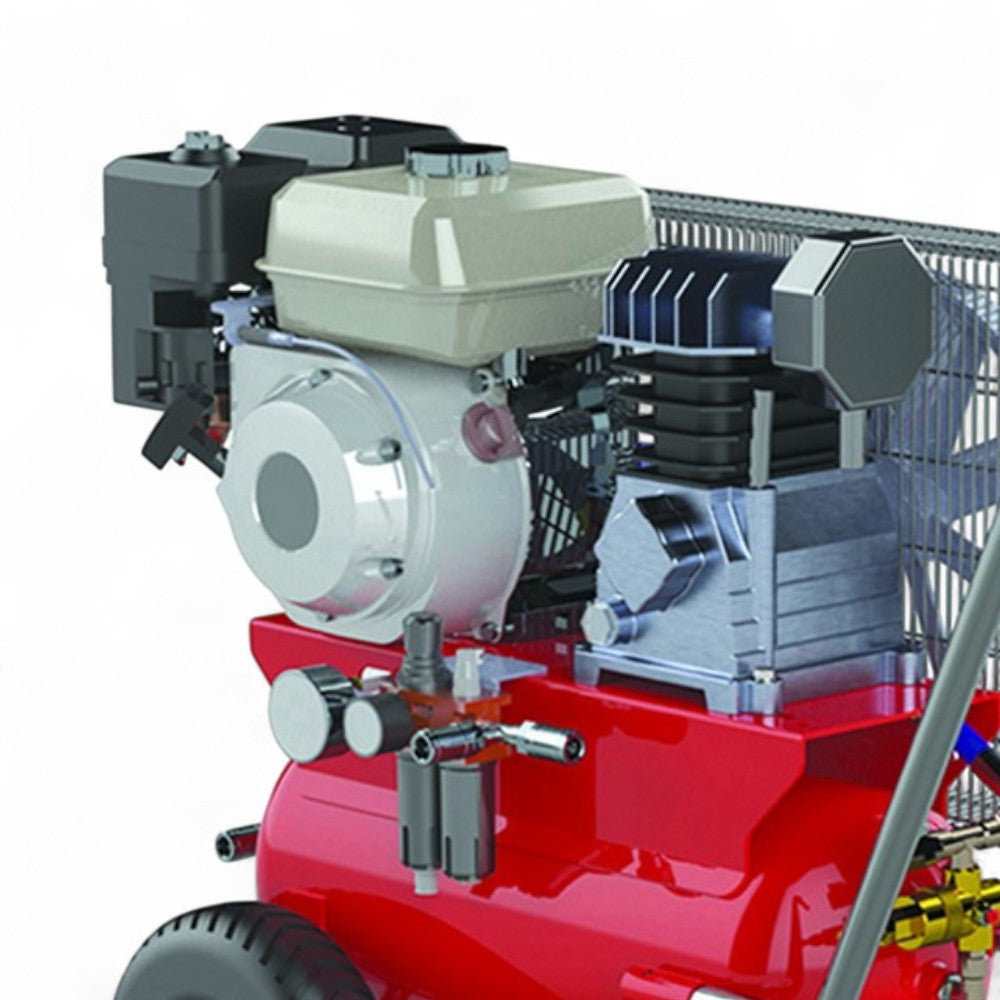 Motocompressore carrellato a benzina con attacco per tubo aria abbacchiatore scuotitore Enercomp 35