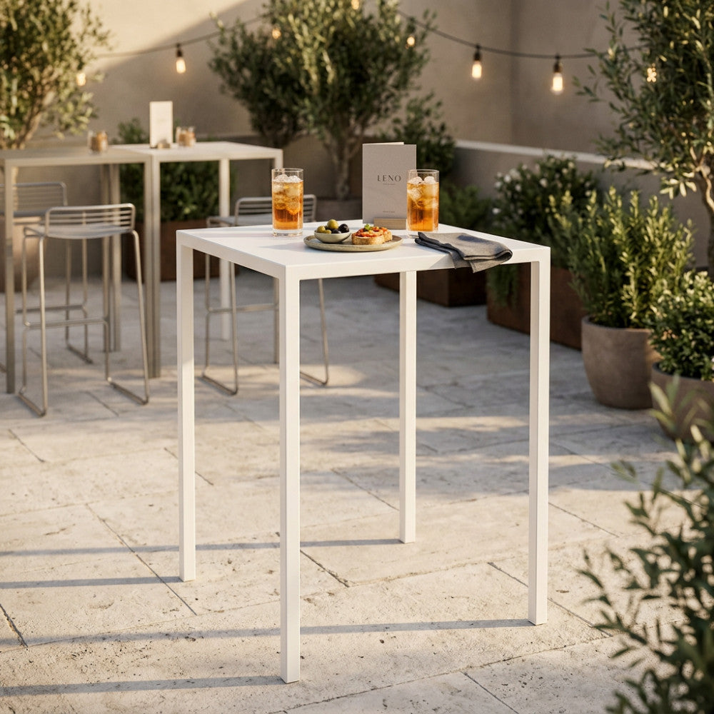Tavolo fisso bianco quadrato autolivellante in metallo 70x70xH110 cm