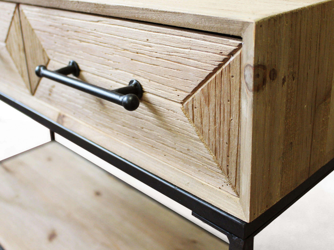 Mobile credenza da ingresso con struttura in legno e metallo con 3 cassetti e ripiano inferiore Linea Industrial