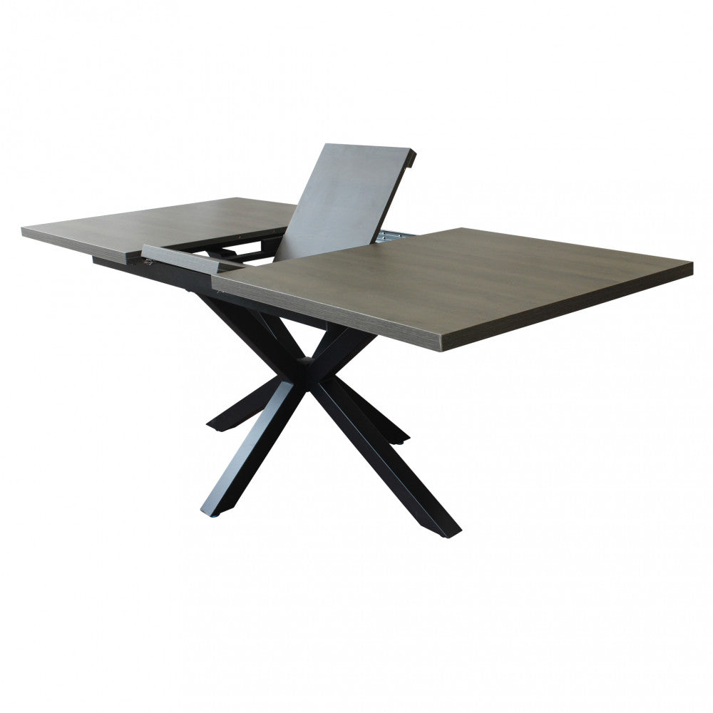Tavolo allungabile con piano in mdf antracite e struttura in metallo nero 90x160/200xH75 cm Gariè