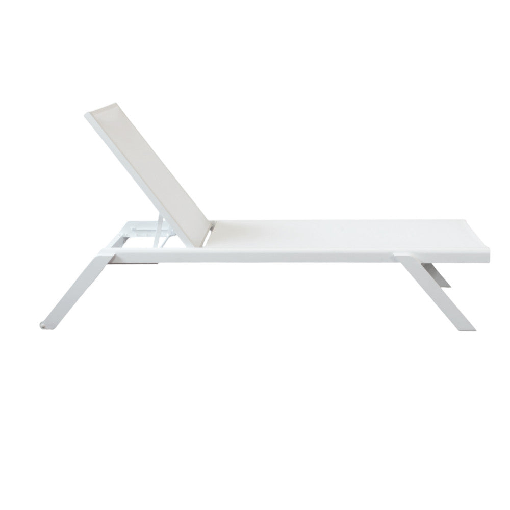 Lettino prendisole giardino impilabile comodo e resistente con struttura in alluminio bianco