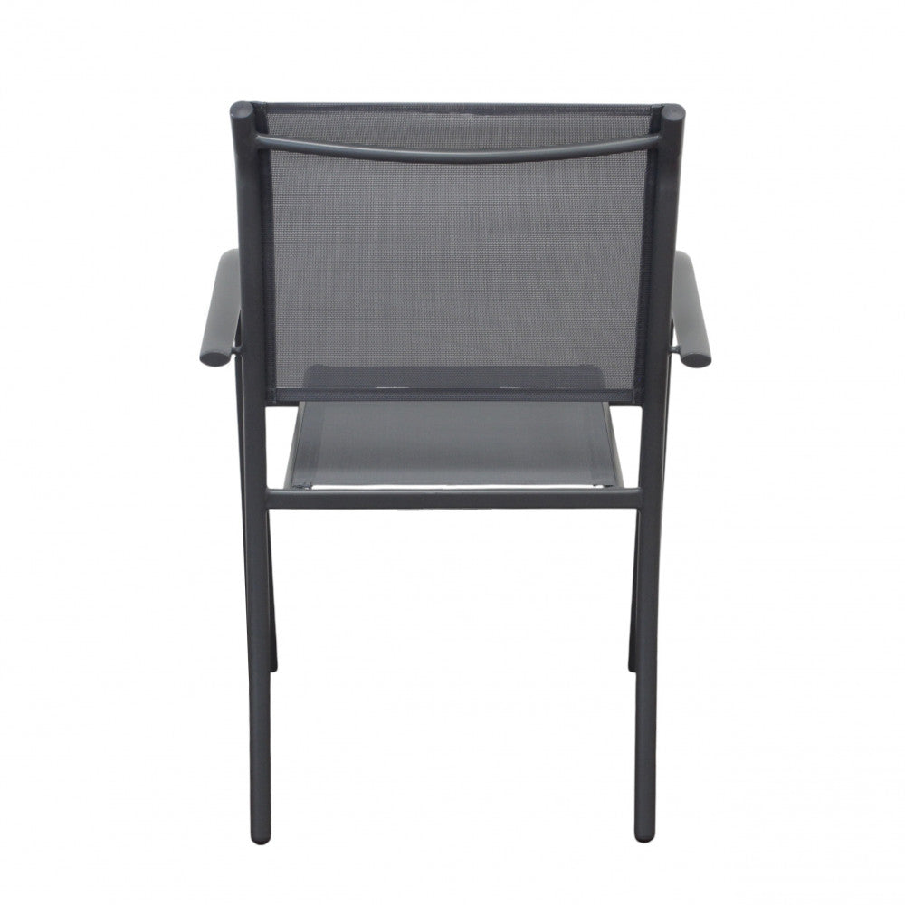 Sedia poltrona impilabile da esterno con struttura in alluminio e textilene Stamin