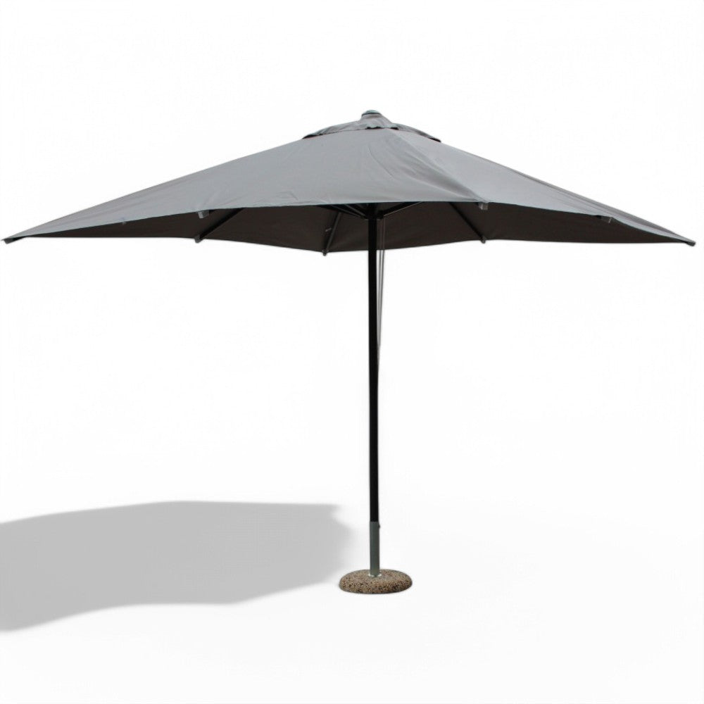 Ombrellone da giardino 3x3 m in alluminio nero con telo grigio e carrucola per esterno