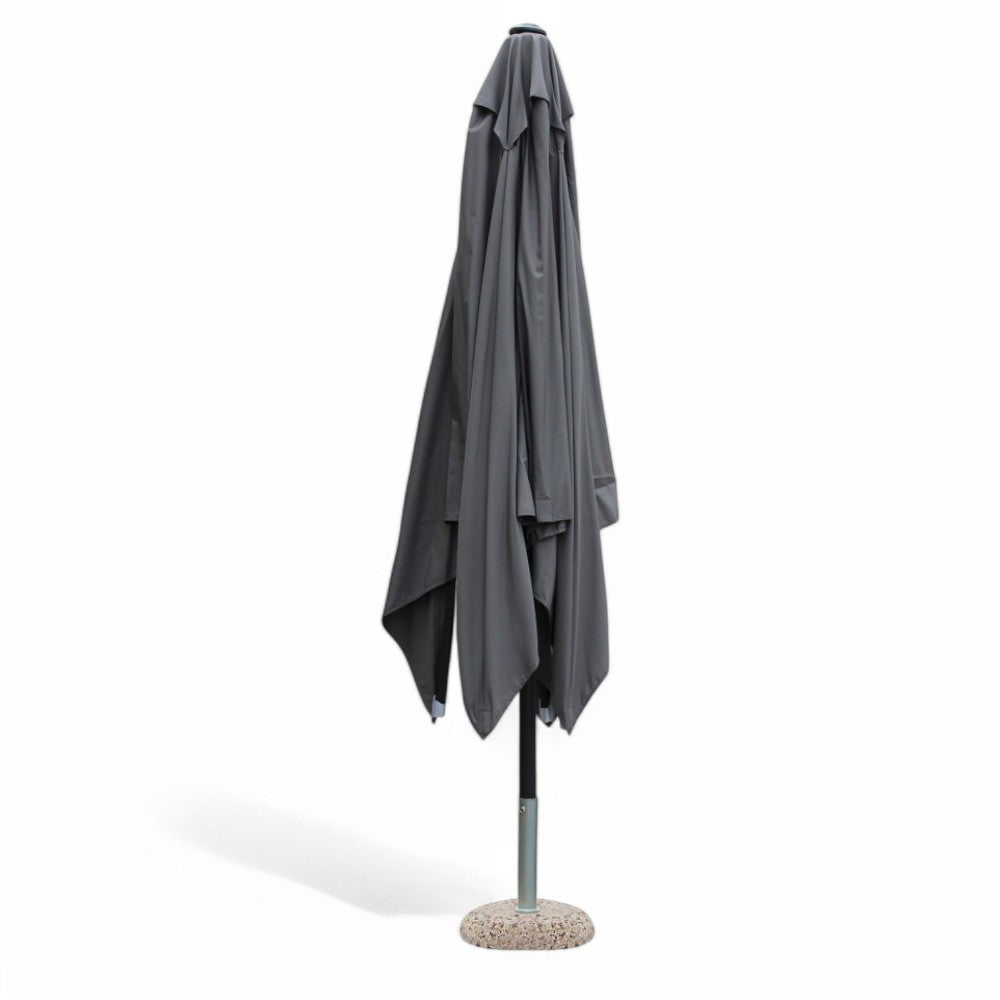 Ombrellone da giardino 3x3 m in alluminio nero con telo grigio e carrucola per esterno