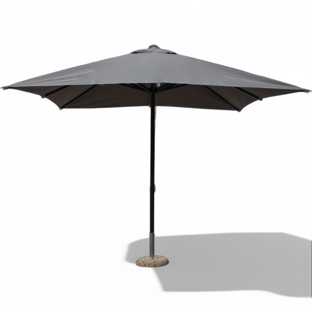 Ombrellone da giardino 3x3 m in alluminio nero con telo grigio e carrucola per esterno