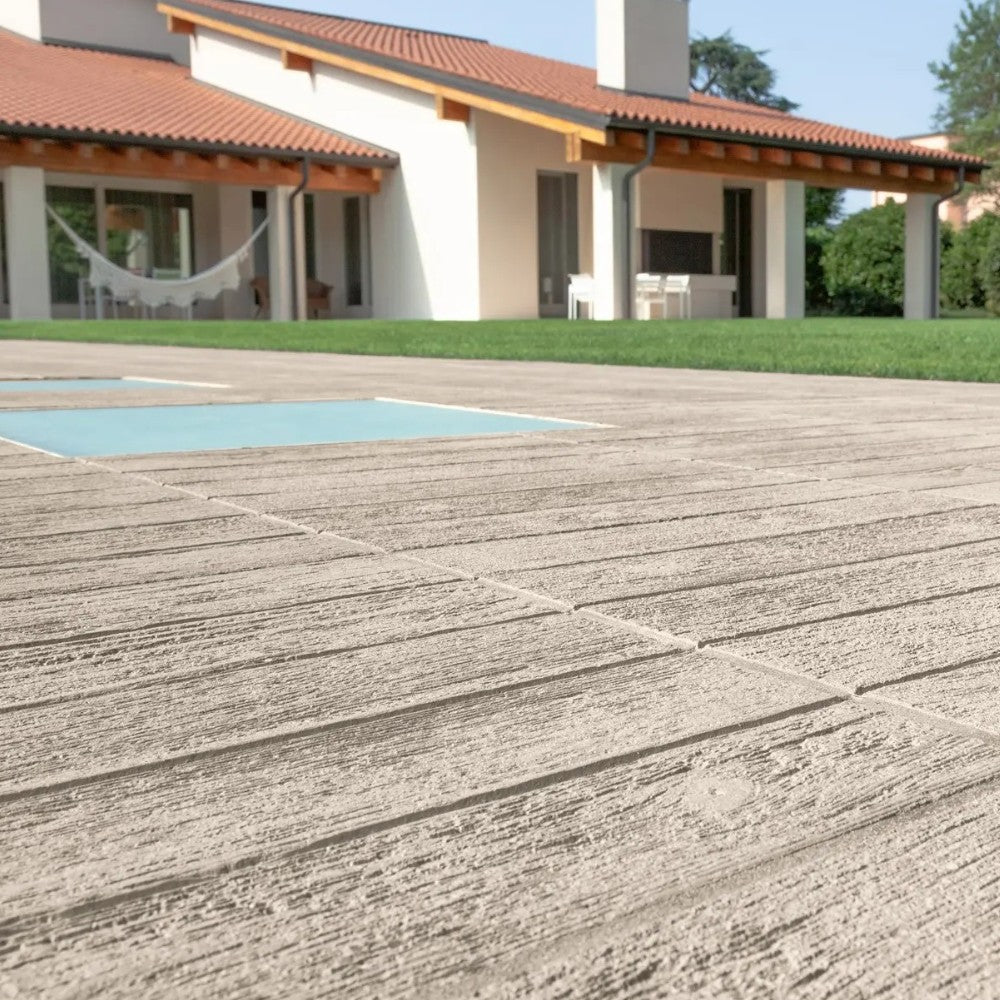 Set 4 piastre base per ombrellone e pavimentazione esterna natural betulla ortogonale 50x50x3,7 cm 85 KG