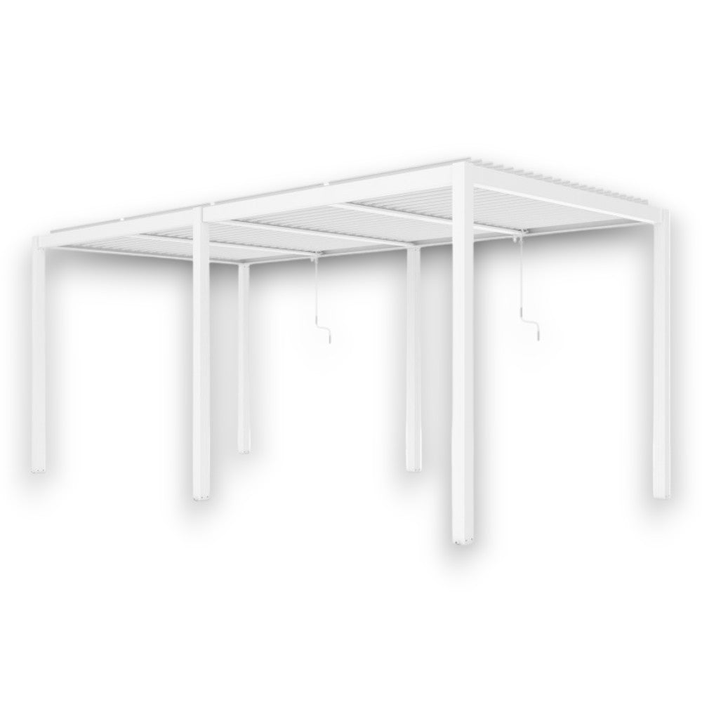 Pergola bioclimatica 7,8x4 mt. in alluminio con lamelle frangisole orientabili e sistema di drenaggio