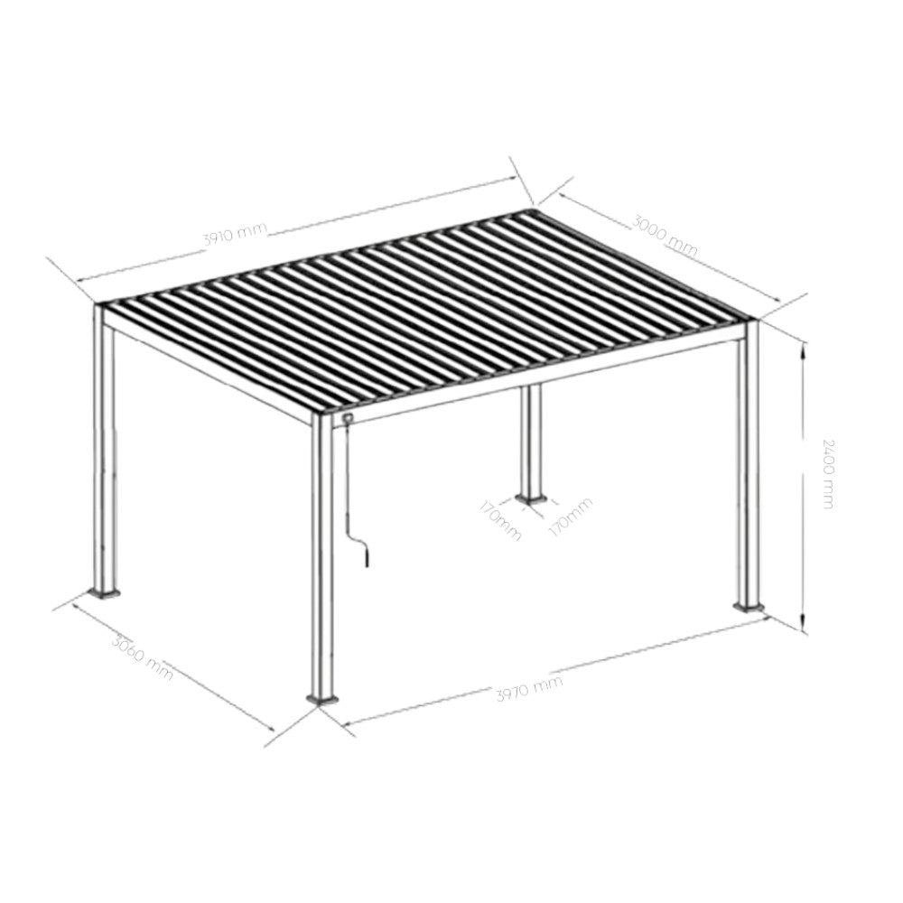 Pergola bioclimatica 3x4 in alluminio con doppia lamella frangisole orientabili e resistenti a tutte le intemperie