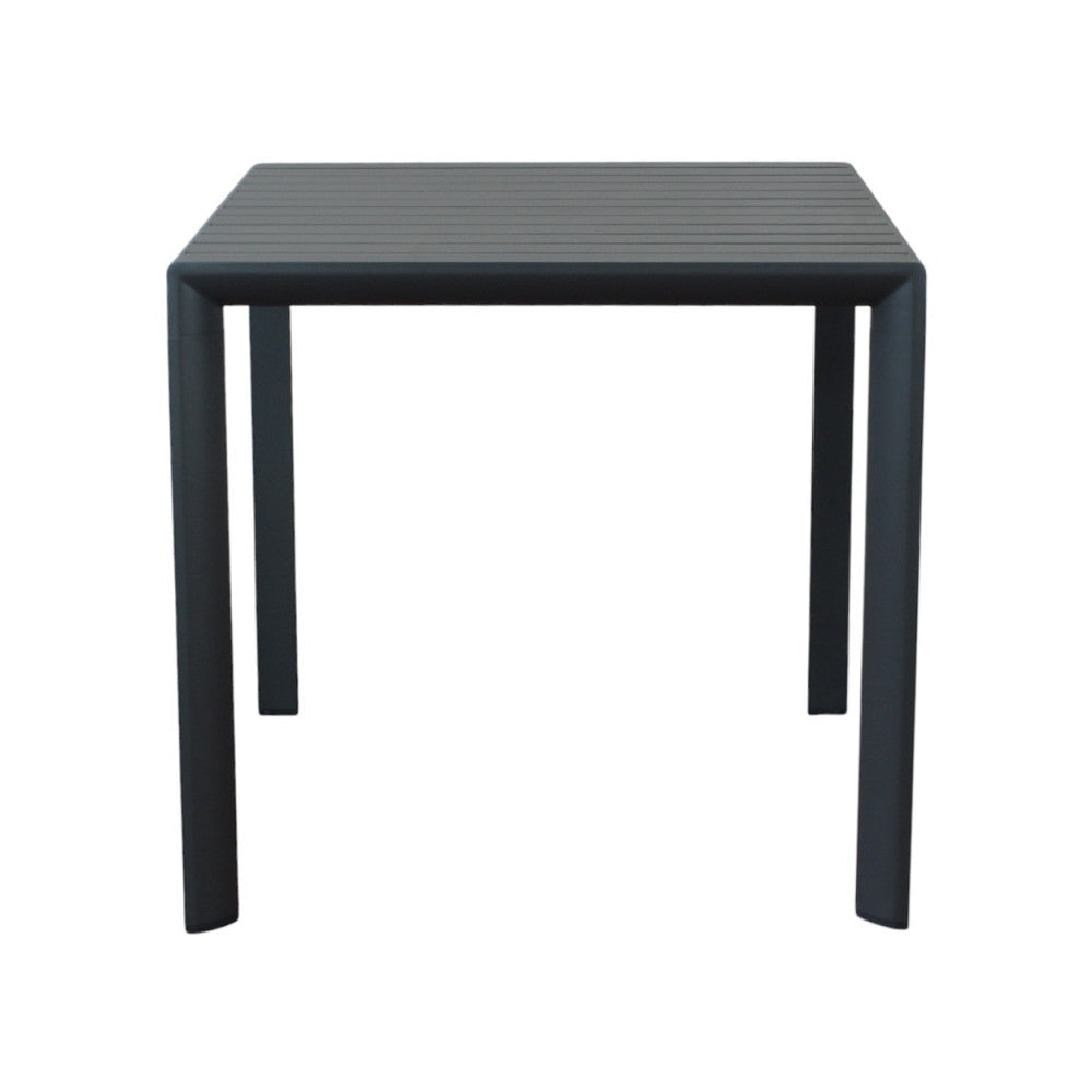 Tavolo quadrato 80x80 cm in alluminio con piano a doghe e piedi regolabili Alley