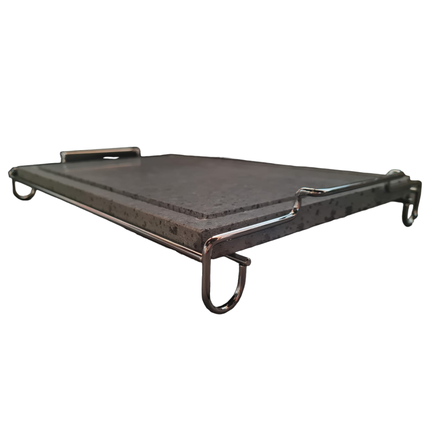 Pietra lavica Ollare rettangolare con stand INOX per cottura diretta e mantenimento calore