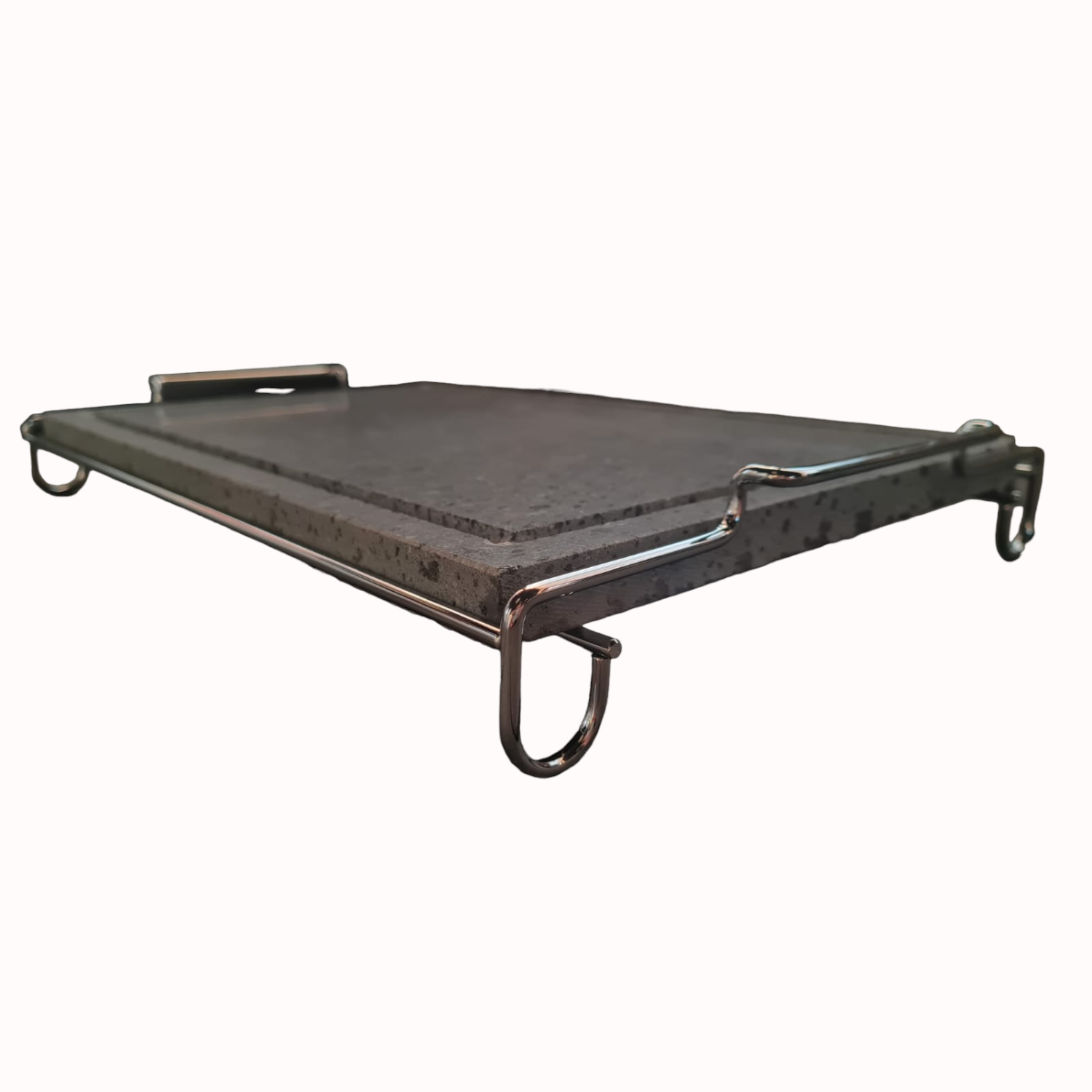 Pietra lavica Ollare rettangolare con stand INOX per cottura diretta e mantenimento calore