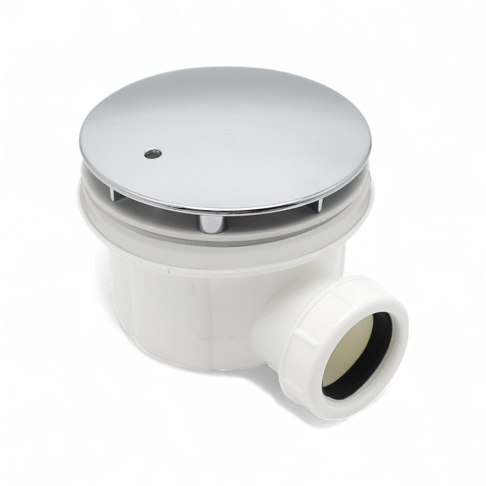 Piletta doccia ribassata con diametro 9 cm a filo pavimento 1"1/2 + piattello cromo