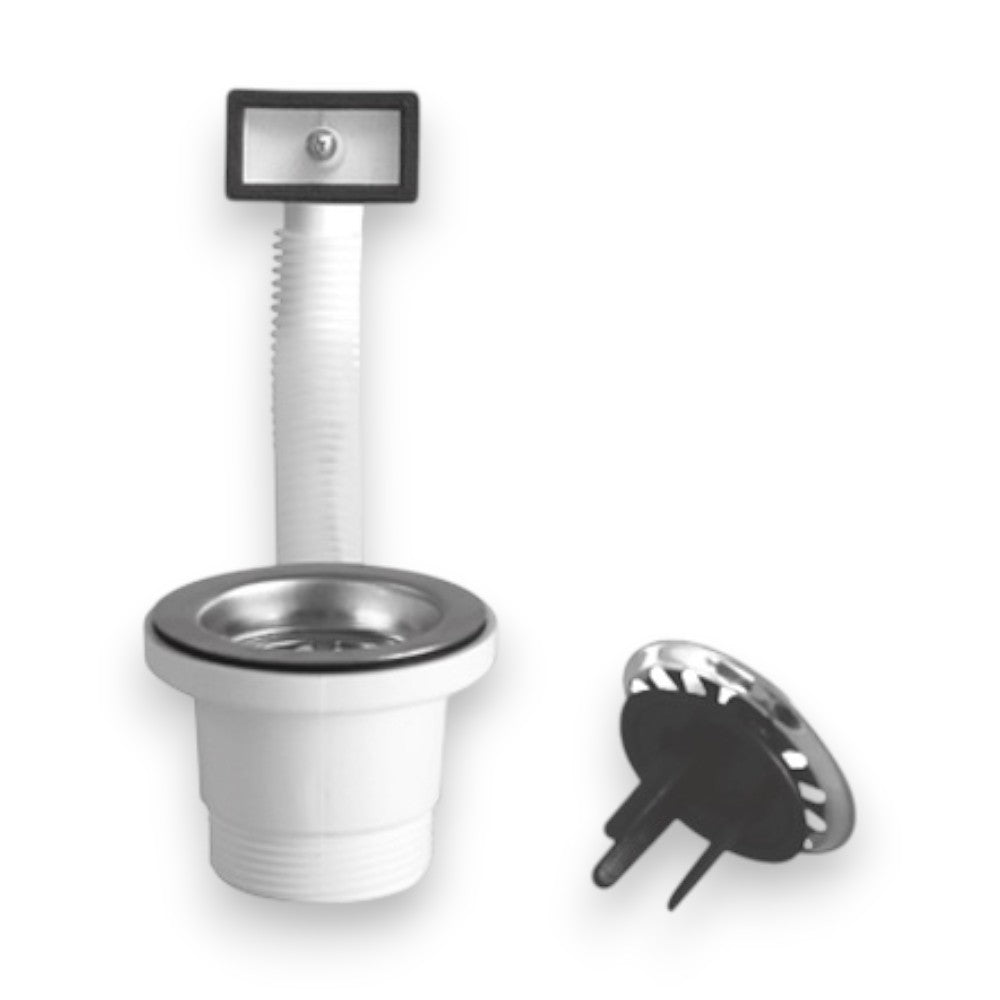 Piletta con troppo pieno flessibile per lavelli in in acciaio inox raccordo 1"1/2