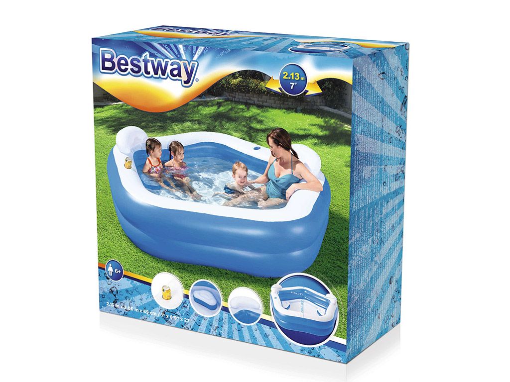 Piscina gonfiabile con sedute e poggiatesta 213x206 cm Bestway 54153