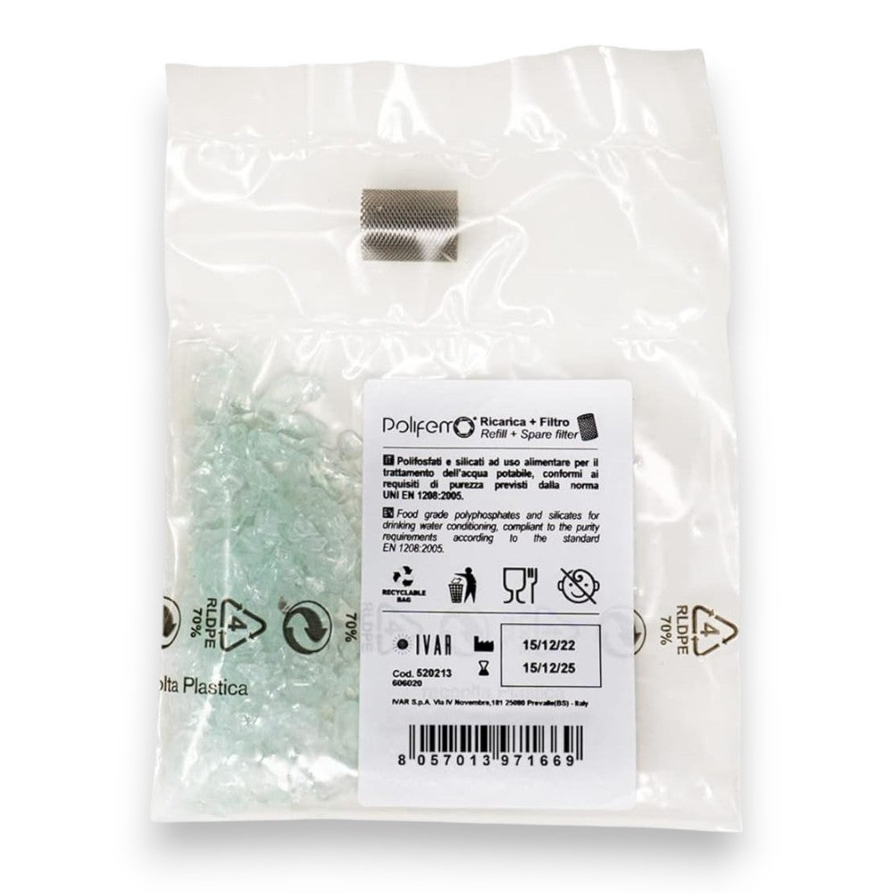 Ricarica di polifosfati in cristalli per dosatore e riduzione calcare Polifemo