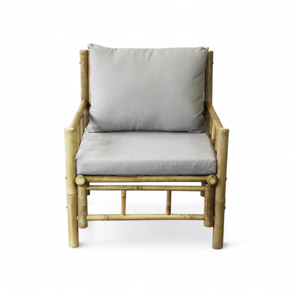 Poltrona in bamboo marrone con cuscino 70x70xH80 cm comoda ed elegante Margarita