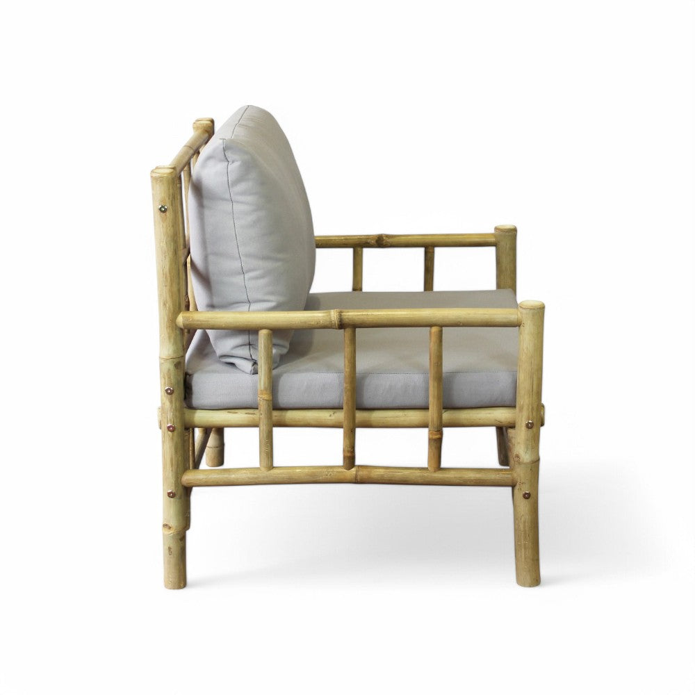 Poltrona in bamboo marrone con cuscino 70x70xH80 cm comoda ed elegante Margarita