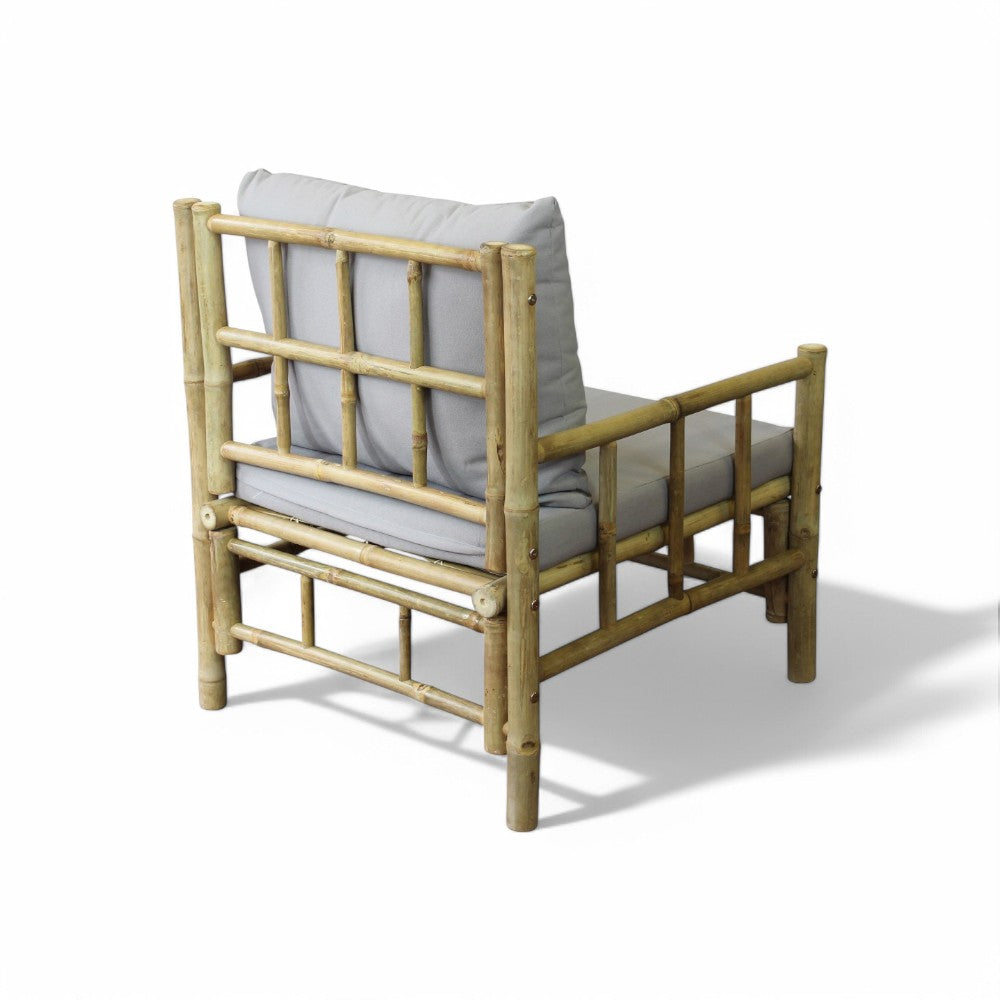 Poltrona in bamboo marrone con cuscino 70x70xH80 cm comoda ed elegante Margarita